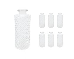 Mini vaasjes - set van 6 - 13 cm hoog - glas - transparant