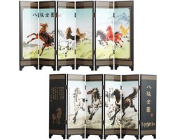 Mini Vouwscherm - Bureau Decoratie - Ruimte Verdelen - Dubbelzijdig Kunstwerk - 6 Panel - Geel