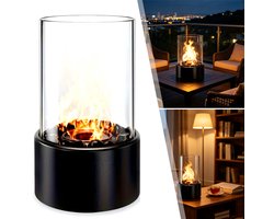 Mini Vuurplaats - Tafelfornuis - Metalen En Glazen Open Haard - Vuurkom Pot - Voor Binnen En Buiten Tuin Terras Of Patio