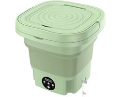 Mini Wasmachine - Compact - Energiezuinig - Opvouwbaar - 8L - Groen - Droogrek - Ideaal voor Studenten & camping met Droogrek - Kleine Wasmachine