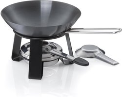Mini Wok - Tafelwok Serveerpan - Gezellig Eten - Inclusief Rechaud - 18 cm - Zwart
