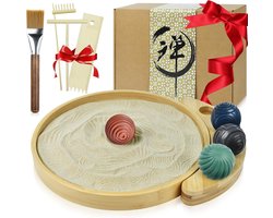 Mini Zen Tuin Set voor Bureau - Desktop Zandtuin met Harken en Decoratieve Stenen voor Ontspanning