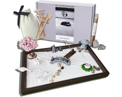 Mini Zen Tuin Set - Zandbak Decoratie - Meditatie Ontspanning - Inclusief 6 Gereedschappen - 28 x 19 cm