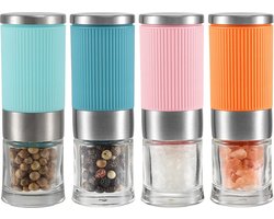 Mini Zout- en Pepermolen Set van 4 Kruidenmolen Klein en Verstelbaar Keramisch Maalwerk Zout- en Peperstrooier voor Keuken Kamperen Cadeau