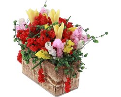 Miniatuur Bloem Kleipot - Poppenhuis Decoratie - Knutselprojecten - Handvervaardigd Vakmanschap - 7 x 5 x 5 cm - Multicolor
