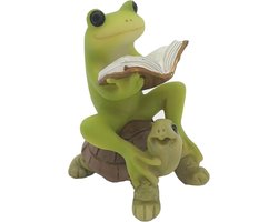 Miniatuur Boek Figuren - Leesroos Schildpad Beeldje - Decoreren Huis - Hoogwaardige Hars - 55x45x6cm - Leessnap op Schildpad