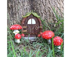 Miniatuur Fee Tuin Deur Gnome Standbeeld - Decoratieve Sculptuur voor Binnen en Buiten, Glimlachen in het Donker