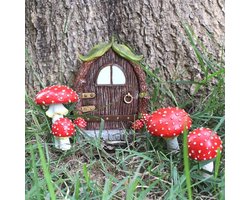Miniatuur Fee Tuin Deur Gnome Standbeeld - Decoratieve Sculptuur voor Binnen en Buiten, Glimlachen in het Donker