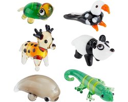 Miniatuur Glazen Dierenfiguren, Kleurvolle Decoraties van Dolfijnen, Vogels, Schildpadden en Panda's voor Thuis en Verzamelobjecten