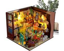 Miniatuur Huis Model - Knutsel Puzzelset - Decoratie Thuis - Met LED Verlichting - 18 x 18 cm - Tuinman