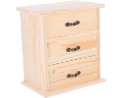 Miniatuur Kastje - Houten Organizer - Bureau Opruimen - Drie Lades - 17.5 cm - Geel