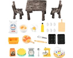 Miniatuur keuken meubels set voor poppenhuis, 1/12 schaal, tafel en stoelen