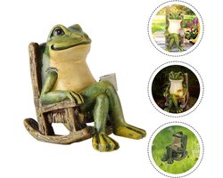 Miniatuur Kikker Tuinbeeld - Accessoires voor Feeëntuinen - Buitenverlichting Zonne-Energie Tuin Kikker Decoratie - Kunst Housewarming Cadeau voor Patio, Tuin, Gazon Ornament, 3,89"X2,36"X3,93