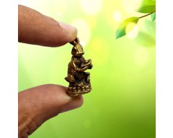 Miniatuur Koperen Konijn - Bronzen Beeldje - Decoratief Sierobject - Gedetailleerde Afwerking - 3 cm Hoog - Goudkleurig