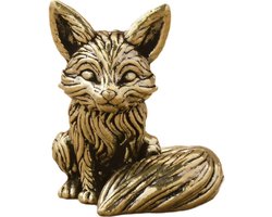 Miniatuur Koperen Vos Beeldje voor Huisdecoratie en Bureau