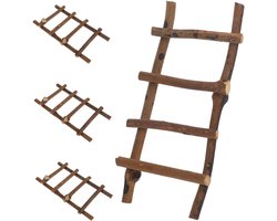 Miniatuur Ladders - Decoratie Rekwisieten - Poppenhuis Inrichting - Gemaakt van Rotan - 25 x 10 cm - Bruin
