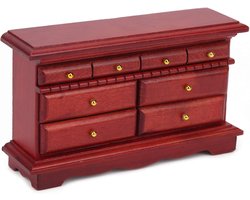 Miniatuur Ladekast - Poppenhuis Meubel - Poppenhuis Decoratie - Hout Materiaal - 19 x 4 cm - Houtkleur