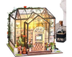 Miniatuur poppenhuis - Bouwpakket kas - Huis decoreren - Houten constructie - 32 x 21 x 5.5 cm - Uniek