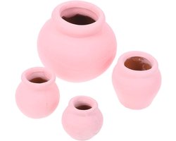 Miniatuur Potten - Kleine Plantenbakken - Doe-het-zelf Tuinen - Weerbestendig Ontwerp - 4 stuks - Roze