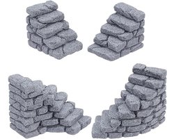 Miniatuur Stenen Trappen - Tuin Ornamenten - Landschapsontwerp - Set van 3 Paar - 3.5cm Hoog - Grijs
