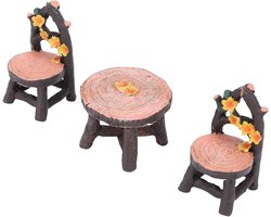 Miniatuur Tafel Stoel - Hars Ornamenten - Tuin Decoratie - Levensecht Ontwerp - 3-pack - Multicolor