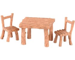 Miniatuur Tafel Stoelen - Fairy Tuinmeubelen - Landschap Decoratie - Realistisch Ontwerp - 3x4 cm Tafel - Meerdere Kleuren