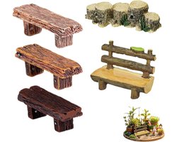 Miniatuur Tuin Accessoires: Houten Bank, Brug en Stoelen in Diverse Kleuren voor DIY Decoratie