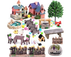 Miniatuur Tuin Set - Feeën Decoratie - Droomtuin Creëren - 48 Delige Kit - Compact Formaat - Multicolor