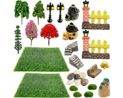 Miniatuur Tuin Set - Feeënhuis Decoratie - Diorama Projecten - Veilig Hars Materiaal - 30 Stuks - Gekleurd