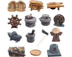 Miniatuur tuinaccessoires 14 stuks - boerderij gereedschap - duurzame materialen - perfect voor miniatuurtuinen - ShopVlot