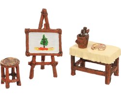 Miniatuur Tuinaccessoires - Feeëntuin Decoratie - Landschap Creëren - Handbeschilderd Design - 4 stuks - Multicolor
