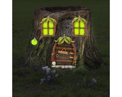 Miniatuur Tuindeur voor Feestjes met Tuinelfen en Kabouters - Decoratie Set voor Fairy Garden, Resin Hanger en Sculpturen voor Buitentuinen en Raamdecoratie
