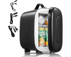 Minibar - Mini Koelkast Glazen Deur - Drankenkoelkast - Flessenkoelkast - 5L- Zwart