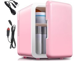 Minibar - Mini Koelkast Glazen Deur - Drankenkoelkast - Flessenkoelkast - 6L - Roze