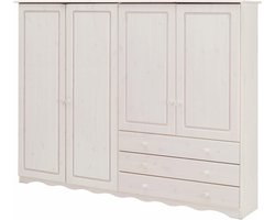 Minik - Linnenkast 4 Deurs 3 Laden Wit (138 x 185 x 38 cm)