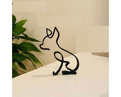 Minimalistisch Beeld - Thema: Chihuahua / Mini Hond - Ijzeren Sculptuur - Retro / Metalen Zwarte Standbeeld - Woon Accessoires - Abstract - Huisdier Herinnering - Ornament - Huisdier Beeldje - Klassiek & Stijlvol - Zwarte Woondecoratie