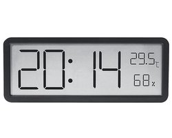 Minimalistisch groot scherm klok woonkamer hangende klok temperatuur vochtigheid klok ophangbaar huishoudelijk-Zwart