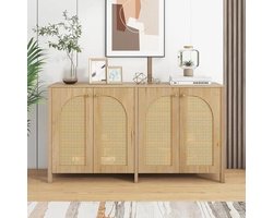 Minimalistisch modern dressoir met 4 rotan deuren voor eetkamer, woonkamer en keuken