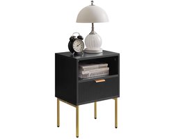 Minimalistisch nachtkastje - veel opbergruimte - 1 stuk - MDF en metaal - 39x29x56 cm