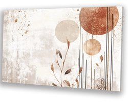 Minimalistisch planten en cirkels ontwerp - Organisch muurdecoratie - Canvas planten - Minimalisme - Klassiek schilderijen - Wanddecoratie woonkamer - canvas 90x60 cm
