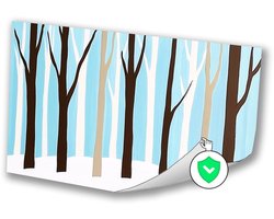 Minimalistisch winterlandschap met bomen - Winter muurdecoratie - Poster bomen - Minimalisme - Wanddecoratie industrieel - Wanddecoratie woonkamer - poster 100x70 cm