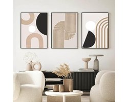 Minimalistische Abstracte Lijn Posters Set van 3 - Geometrische Kunst Canvas Schilderijen voor Woonkamer Decoratie - 50x70cm per Stuk Zonder Lijst