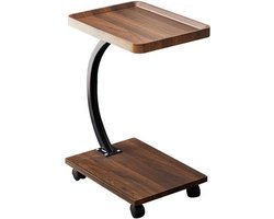 Minimalistische Balkon Bijzettafel-Verrijdbare Salontafel-Walnootkleur-40x30x60-Bijzettafel Voor Bank-Slaapkamer Nachtkastje Kleine Woonruimte Moderne Hoektafel