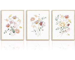 Minimalistische Botanische Wanddecoratie - Set van 3 voor Slaapkamer en Woonkamer