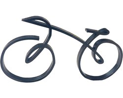 Minimalistische Fiets Sculptuur - Metalen Draadmodel - 10*6 cm - Modern Zwart Design - 3D - Abstracte Fiets Decoratie - Industrieel Woonaccessoire