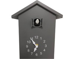 Minimalistische Koekoeksklok – Grijze Krans Design – Stille Quartz Vogelklok – Moderne Wandklok – Voor Woonkamer – Slaapkamer – Kantoor – Decoratieve Klok