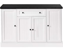 Minimalistische Multifunctionele Opbergkast Wit MDF PB HPL Duurzaam Veel Stauraum Woonkamer Slaapkamer Kantoor Modern 120x40x80cm