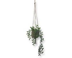 Minimalistische Plantenhanger - Linnen - 80 cm - Katoen - Let op: Excl. Pot- Linnen - Macramé - Handgemaakt in Nederland - Inclusief Verzendkosten