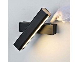 Minimalistische, Scandinavische LED-wandlamp met 360 graden draaifunctie - Zwart - Met schakelaar, compact formaat 22 cm - Warm licht