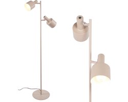 Minimalistische verstelbare vloerlamp | 2 lichts | zand / beige | metaal | 145 cm hoog | eetkamer / woonkamer | vloerlamp | staande lamp | modern / Scandinavisch | praktisch design